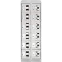Petits casiers &eacute;conomiques assembl&eacute;s et perfor&eacute;s Clean Line, 6 niveaux, Bloc de 2, 18" x 72" x 12", Acier Cintas