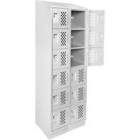 Petits casiers &eacute;conomiques assembl&eacute;s et perfor&eacute;s Clean Line, 6 niveaux, Bloc de 2, 18" x 72" x 12", Acier Cintas