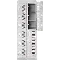 Petits casiers &eacute;conomiques assembl&eacute;s et perfor&eacute;s Clean Line, 6 niveaux, Bloc de 2, 18" x 72" x 12", Acier Cintas