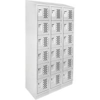Assembled Lockerettes Clean Line Perforated Economy Lockers, 6 -tier, Bank of 3, 18" x 72" x 12", Steel Cintas