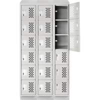 Assembled Lockerettes Clean Line Perforated Economy Lockers, 6 -tier, Bank of 3, 18" x 72" x 12", Steel Cintas