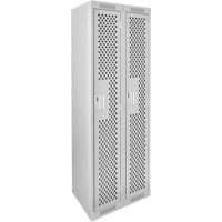 Casiers Clean Line, 2 niveaux, 12" x 15" x 72", Acier, Gris, Rivet (assembl&eacute;), Perfor&eacute; Cintas