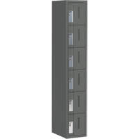 Concorde Heavy-Duty Lockers, 6 -tier, 12" x 18" x 72", Steel, Charcoal, Welded (Assembled) Cintas