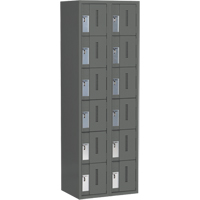 Concorde Heavy-Duty Lockers, 6 -tier, Bank of 2, 24" x 18" x 72", Steel, Charcoal, Welded (Assembled) Cintas