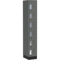 Concorde Heavy-Duty Lockers, 6 -tier, 12" x 18" x 76", Steel, Charcoal, Welded (Assembled) Cintas