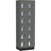 Concorde Heavy-Duty Lockers, 6 -tier, Bank of 2, 24" x 18" x 76", Steel, Charcoal, Welded (Assembled) Cintas
