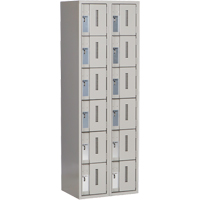 Concorde Heavy-Duty Lockers, 6 -tier, Bank of 2, 24" x 18" x 72", Steel, Grey, Welded (Assembled) Cintas