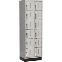 Concorde Heavy-Duty Lockers, 6 -tier, Bank of 2, 24" x 18" x 76", Steel, Grey, Welded (Assembled) Cintas