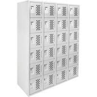 Petits casiers Clean Line, 6 niveaux, Bloc de 4, 18" x 72" x 12", Acier Cintas