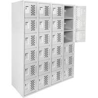 Petits casiers Clean Line, 6 niveaux, Bloc de 4, 18" x 72" x 12", Acier Cintas