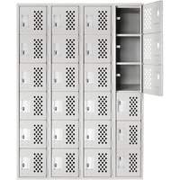Petits casiers Clean Line, 6 niveaux, Bloc de 4, 18" x 72" x 12", Acier Cintas