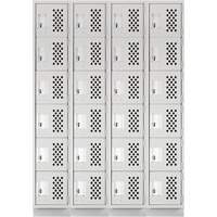 Casiers &eacute;conomiques perfor&eacute;s et assembl&eacute;s Clean Line, 6 niveaux, Bloc de 4, 18" x 72" x 12", Acier Cintas