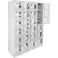Casiers &eacute;conomiques perfor&eacute;s et assembl&eacute;s Clean Line, 6 niveaux, Bloc de 4, 18" x 72" x 12", Acier Cintas