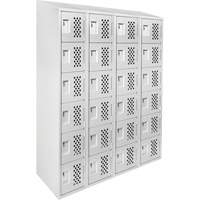 Casiers &eacute;conomiques perfor&eacute;s et assembl&eacute;s Clean Line, 6 niveaux, Bloc de 4, 18" x 72" x 12", Acier Cintas