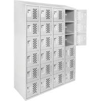 Casiers &eacute;conomiques perfor&eacute;s et assembl&eacute;s Clean Line, 6 niveaux, Bloc de 4, 18" x 72" x 12", Acier Cintas