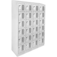 Casiers &eacute;conomiques perfor&eacute;s et assembl&eacute;s Clean Line, 6 niveaux, Bloc de 4, 18" x 72" x 12", Acier Cintas
