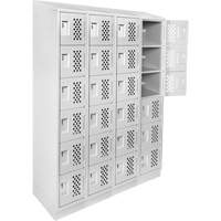 Casiers &eacute;conomiques perfor&eacute;s et assembl&eacute;s Clean Line, 6 niveaux, Bloc de 4, 18" x 72" x 12", Acier Cintas