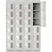 Casiers &eacute;conomiques perfor&eacute;s et assembl&eacute;s Clean Line, 6 niveaux, Bloc de 4, 18" x 72" x 12", Acier Cintas