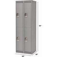 Casiers, 2 niveaux, Bloc de 2, 24" x 18" x 72", Acier, Gris, D&eacute;mont&eacute; Cintas