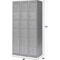 Lockers, 6 -tier, Bank of 3, 36" x 18" x 72", Steel, Grey, Knocked Down Cintas