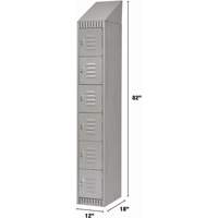 Lockers, 6 -tier, 12" x 18" x 82", Steel, Grey, Knocked Down Cintas