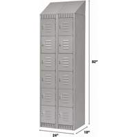 Lockers, 6 -tier, Bank of 2, 24" x 18" x 82", Steel, Grey, Knocked Down Cintas