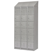 Lockers, 6 -tier, Bank of 3, 36" x 18" x 82", Steel, Grey, Knocked Down Cintas