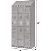 Lockers, 6 -tier, Bank of 3, 36" x 18" x 82", Steel, Grey, Knocked Down Cintas