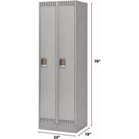 Lockers, Bank of 2, 24" x 18" x 76", Steel, Grey, Knocked Down Cintas