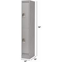 Lockers, 2 -tier, 12" x 18" x 76", Steel, Grey, Knocked Down Cintas