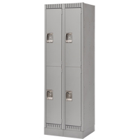Lockers, 2 -tier, Bank of 2, 24" x 18" x 76", Steel, Grey, Knocked Down Cintas