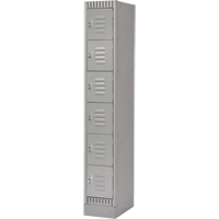 Lockers, 6 -tier, 12" x 18" x 76", Steel, Grey, Knocked Down Cintas