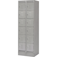 Lockers, 6 -tier, Bank of 2, 24" x 18" x 76", Steel, Grey, Knocked Down Cintas
