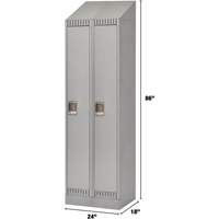 Lockers, Bank of 2, 24" x 18" x 86", Steel, Grey, Knocked Down Cintas