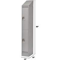 Lockers, 2 -tier, 12" x 18" x 86", Steel, Grey, Knocked Down Cintas