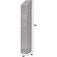 Lockers, 6 -tier, 12" x 18" x 86", Steel, Grey, Knocked Down Cintas