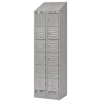 Casiers, 6 niveaux, Bloc de 2, 24" x 18" x 86", Acier, Gris, D&eacute;mont&eacute; Cintas