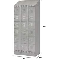 Lockers, 6 -tier, Bank of 3, 36" x 18" x 86", Steel, Grey, Knocked Down Cintas