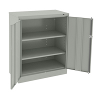 Counter High Cabinet, Steel, 2 Shelves, 42" H x 36" W x 18" D, Light Grey Cintas