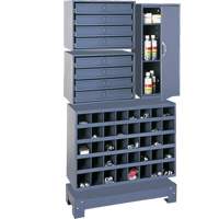 Modular Small Parts Storage Unit, Steel, 8 Drawers, 33-3/4" x 12-1/4" x 59-5/8", Grey Cintas