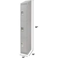 Lockers, 3 -tier, 12" x 18" x 82", Steel, Grey, Knocked Down Cintas