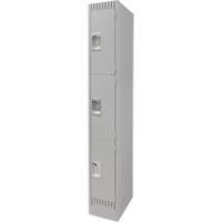 Lockers, 3 -tier, 12" x 18" x 76", Steel, Grey, Knocked Down Cintas