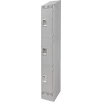 Lockers, 3 -tier, 12" x 18" x 86", Steel, Grey, Knocked Down Cintas