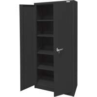 Armoire d'entreposage, Acier, 4 Tablettes, 66" h x 30" la x 15" P, Noir Cintas