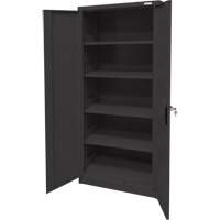 Armoire d'entreposage, Acier, 4 Tablettes, 66" h x 30" la x 15" P, Noir Cintas