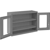 Armoire de rangement murale avec portes transparentes, 26-15/16" h x 35-7/8" la x 13-11/16" p, 2 tablettes, Acier, Gris Cintas