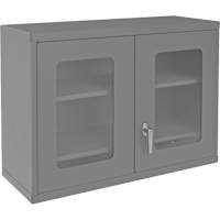 Armoire de rangement murale avec portes transparentes, 26-15/16" h x 35-7/8" la x 13-11/16" p, 2 tablettes, Acier, Gris Cintas