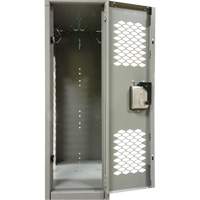 Vented Lockers, 2 -tier, 12" x 18" x 88", Steel, Grey, Knocked Down, Perforated Cintas