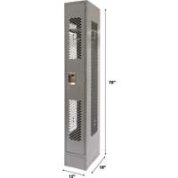 Vented Lockers, 12" x 18" x 78", Steel, Grey, Knocked Down, Perforated Cintas