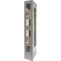 Vented Lockers, 2 -tier, 12" x 18" x 78", Steel, Grey, Knocked Down, Perforated Cintas